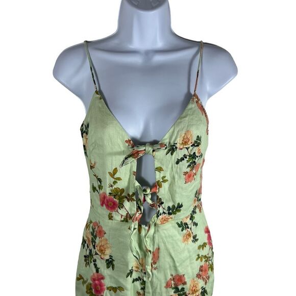 Lovers + Friends Size S Sage Green Floral Open Cut Out Jumpsuit - Picture 3 of 6